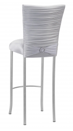 Chloe Silver Stretch Knit Barstool Cover with Jewel Band and Cushion on Silver Legs