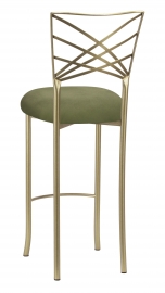 Gold Fanfare Barstool with Sage Suede Cushion