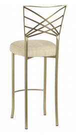 Gold Fanfare Barstool with Parchment Linette Boxed Cushion