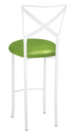 Simply X White Barstool with Metallic Lime Stretch Knit Cushion