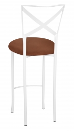 Simply X White Barstool with Cognac Suede Cushion