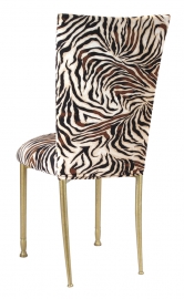 Zebra Stretch Knit Chair Cover and Cushion on Gold Legs