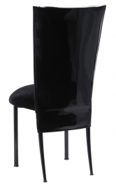 Black Patent 3/4 Chair Cover with Black Velvet Cushion on Black Legs