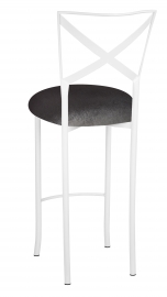 Simply X White Barstool with Charcoal Velvet Cushion