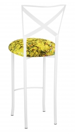 Simply X White Barstool with Yellow Paint Splatter Cushion