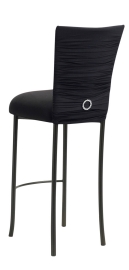 Chloe Black Stretch Knit Barstool Cover with Jewel Band and Cushion on Brown Legs