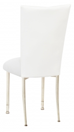 White Leatherette Chair Cover and Cushion on Ivory Legs