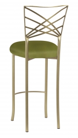Gold Fanfare Barstool with Lime Satin Cushion