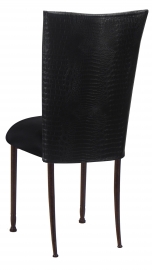 Matte Black Croc Chair Cover with Black Stretch Knit Cushion on Mahogany Legs