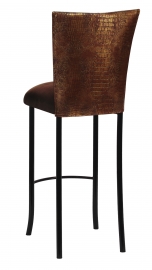 Bronze Croc Barstool Cover with Chocolate Suede Cushion on Black Legs