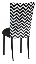 Chevron Chair Cover with Black Stretch Knit Cushion on Black Legs