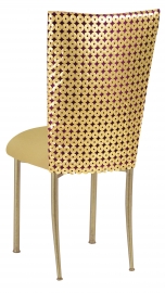 Dragon Eyes Chair Cover and Gold Knit Cushion on Gold Legs