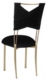 Black Velvet Sweetheart Chair Cover and Cushion on Gold Legs