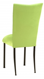 Lime Green Velvet Chair Cover and Cushion on Brown Legs