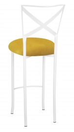 Simply X White Barstool with Canary Suede Cushion