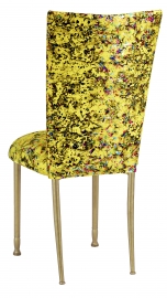 Yellow Paint Splatter Chair Cover and Cushion on Gold Legs