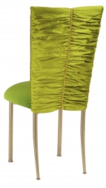 Green Shantung with Gold Rhinestone Accent and Lime Green Cushion on Gold Legs