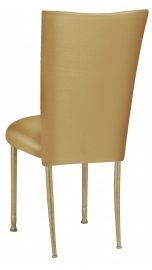 Gold Taffeta Chair Cover with Boxed Cushion on Gold Legs