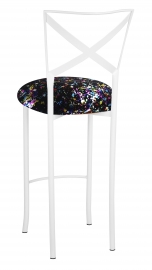 Simply X White Barstool with Black Paint Splatter Cushion