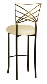 Two Tone Fanfare Barstool with Champagne Metallic Knit Cushion