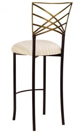 Two Tone Gold Fanfare Barstool with Ivory Sateen Stripe Cushion