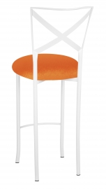 Simply X White Barstool with Orange Velvet Cushion