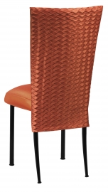 Orange Taffeta Scales 3/4 Chair Cover with Boxed Cushion on Black Legs