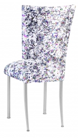 White Paint Splatter Chair Cover and Cushion on Silver Legs