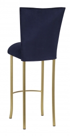 Navy Blue Suede Barstool Cover and Cushion on Gold Legs