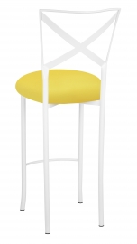 Simply X White Barstool with Bright Yellow Stretch Knit Cushion