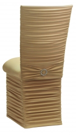Chloe Gold Stretch Knit Chair Cover with Jewel Band, Cushion and Skirt