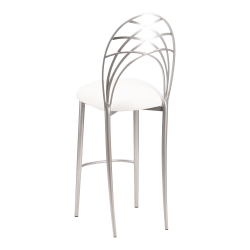 Silver Piazza Barstool with White Leatherette Cushion