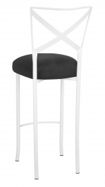 Simply X White Barstool with Charcoal Linette Boxed Cushion