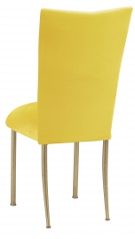 Sunshine Yellow Velvet Chair Cover and Cushion on Gold Legs