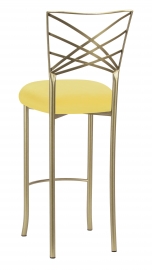 Gold Fanfare Barstool with Bright Yellow Velvet Cushion
