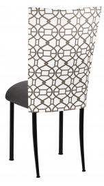 Smoke Kaleidoscope Chair Cover with Charcoal Suede Cushion on Black Legs