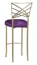Gold Fanfare Barstool with Purple Taffeta Boxed Cushion