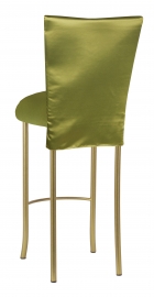 Lime Satin 3/4 Length Barstool Cover and Cushion on Gold Legs