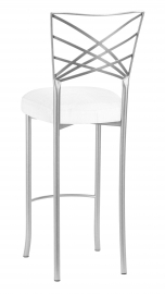 Silver Fanfare Barstool with White Linette Boxed Cushion