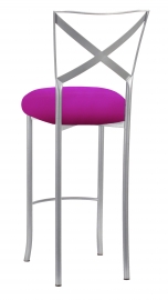 Silver Simply X Barstool with Magenta Stretch Knit Cushion