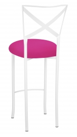 Simply X White Barstool with Hot Pink Stretch Knit Cushion