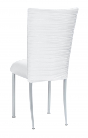 Chloe White Stretch Knit Chair Cover and Cushion on Silver Legs