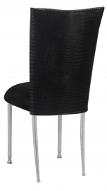 Matte Black Croc Chair Cover with Black Stretch Knit Cushion on Silver Legs