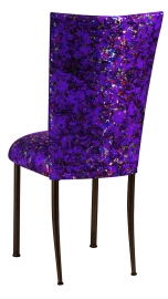 Purple Paint Splatter Chair Cover and Cushion on Brown Legs