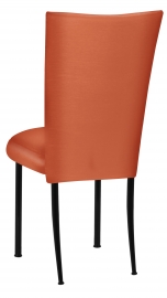 Orange Taffeta Chair Cover with Boxed Cushion on Black Legs