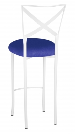 Simply X White Barstool with Royal Blue Stretch Knit Cushion