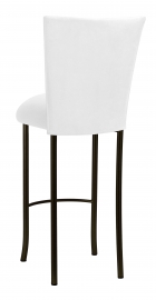 White Suede Barstool Cover and Cushion on Brown Legs