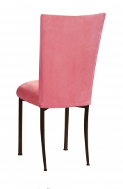 Raspberry Suede Chair Cover and Cushion on Brown Legs