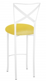 Simply X White Barstool with Bright Yellow Velvet Cushion