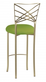 Gold Fanfare Barstool with Lime Knit Cushion